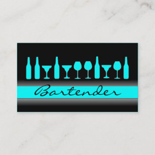 Affärskort av svart tealblått bartender-drycker visitkort