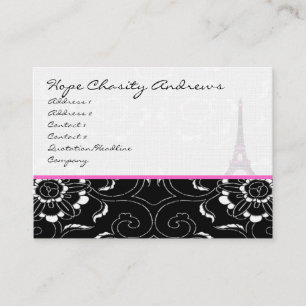 Affärskort Black White Damask Eiffel Torn Visitkort