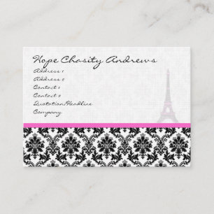 Affärskort Black White Damask Eiffel Torn Visitkort