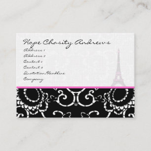 Affärskort Black White Damask Eiffel Torn Visitkort