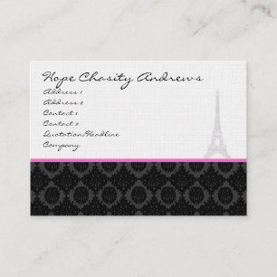 Affärskort Black White Damask Eiffel Torn Visitkort