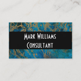 Affärskort/blått och Guld Marble Tidsbeställning Kort