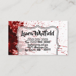 Affärskort Blood Splatter Vampire Gothic Horror Visitkort