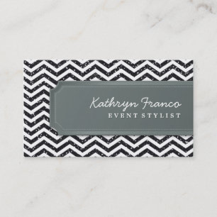 AFFÄRSKORT Chevron rand Black glitter, effekt Visitkort