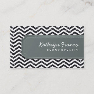 AFFÄRSKORT Chevron rand Black glitter, effekt Visitkort