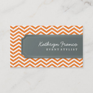 AFFÄRSKORT coola chevron rand orange grått Visitkort