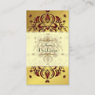 Affärskort Crimson Blommigt Damask på guld Visitkort