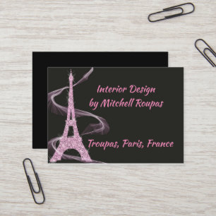 Affärskort Eiffel Torn i Rosa Faux Diamonds Visitkort