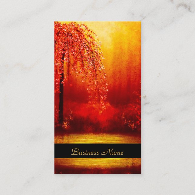Affärskort Elegant Asian Scene Guld Red Visitkort (Framsida)