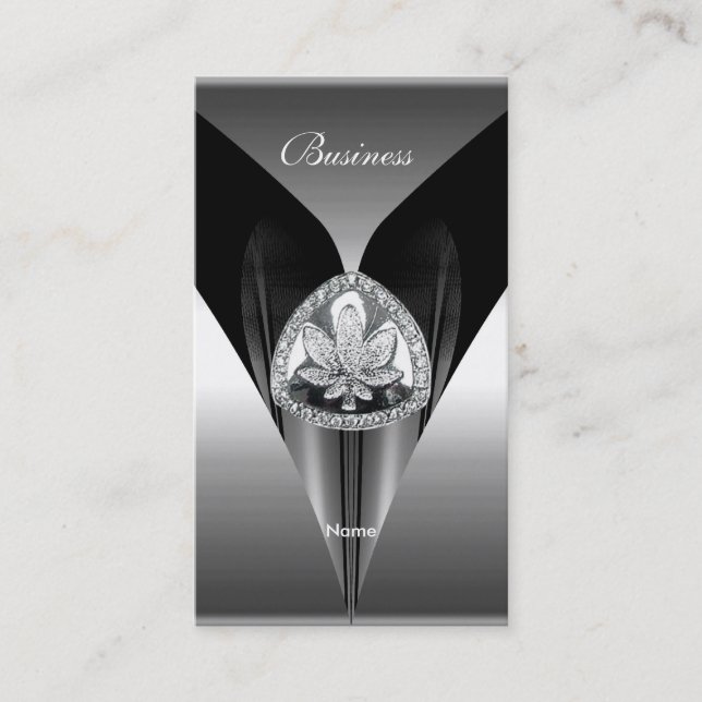 Affärskort Elegant Silver Black Chrome Elite 2a Visitkort (Framsida)