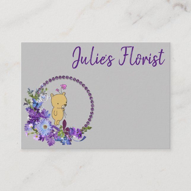 Affärskort,Florist Blommigt Teddy-Affärskort Visitkort (Framsida)