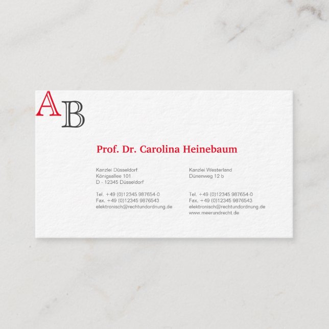 Affärskort för advokat visitkort (Framsida)