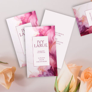 affärskort för äldre Rosa Marble Therapist Visitkort