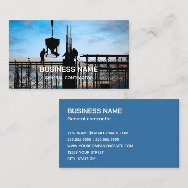 Affärskort för allmän entreprenör (Fram/baksida)