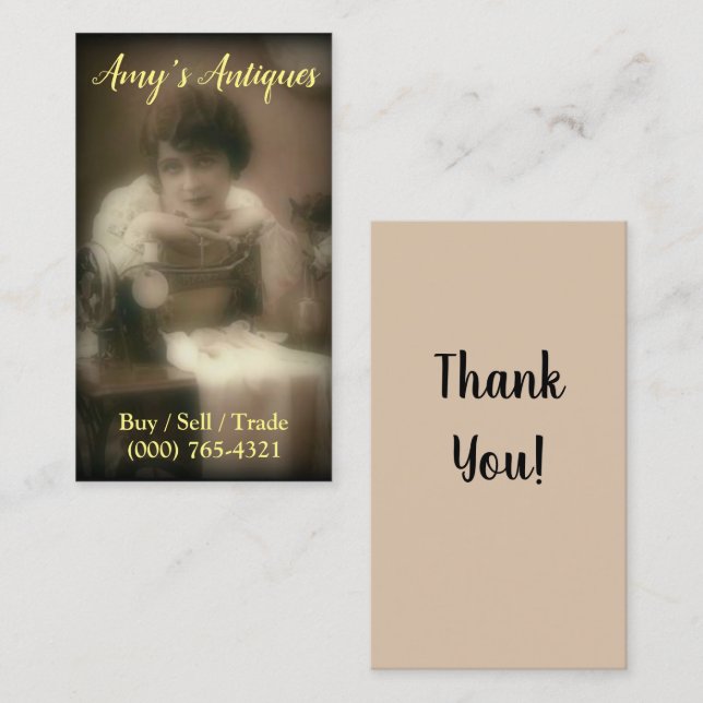 Affärskort för antikvitalarkiv visitkort (Fram/baksida)