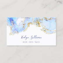 affärskort för blå marbling-design