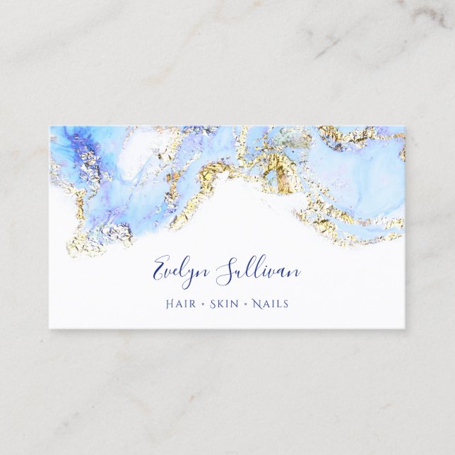 affärskort för blå marbling-design visitkort (Framsida)