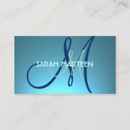 Affärskort för blå teal, enkel monogram anpassning visitkort