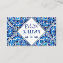 Affärskort för blåa medelhavsplattor