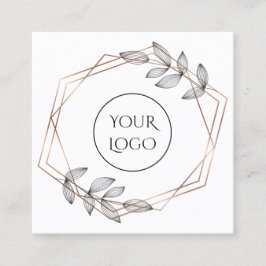 affärskort för bladgeometrisk ram logotyp fyrkantigt visitkort