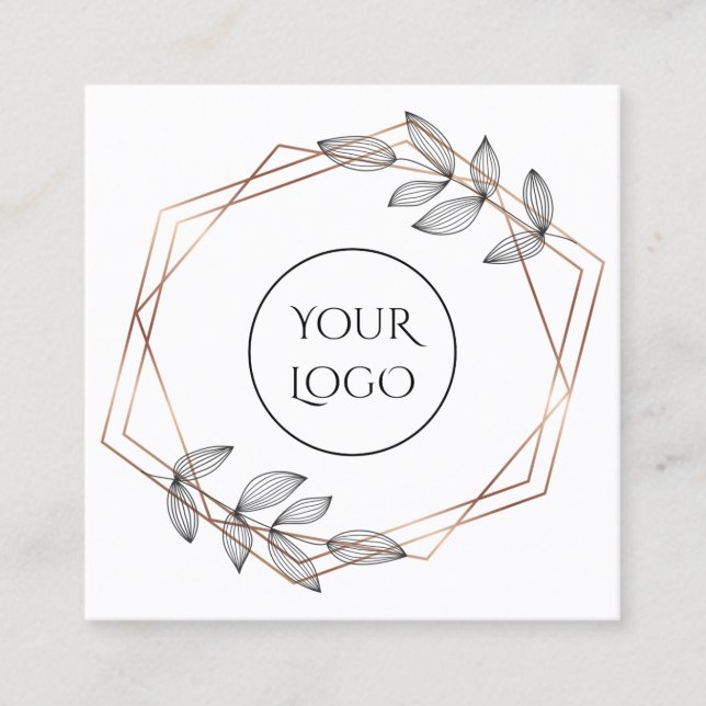affärskort för bladgeometrisk ram logotyp fyrkantigt visitkort (Framsida)