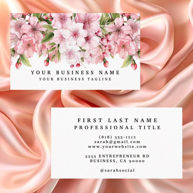 Affärskort för Blommar av elegant Rosa Cherry Visitkort (Skapare uppladdad)