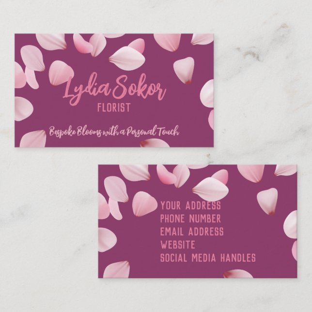 Affärskort för Blommigt av elegant för florist Visitkort (Fram/baksida)