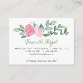 Affärskort för Blommigt av rosa och Grönt Tilläggskort