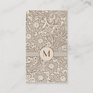 affärskort för blommigt av vintage i monogram visitkort