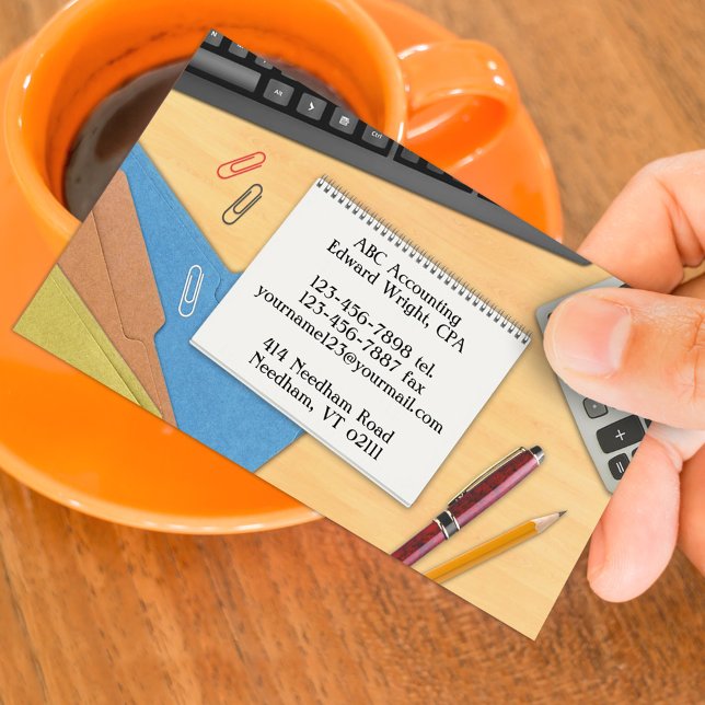 Affärskort för bokföringsOffice Work Desk Visitkort (Skapare uppladdad)