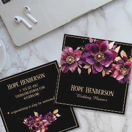 Affärskort för Bröllopsfixaren av elegant Blommigt Fyrkantigt Visitkort