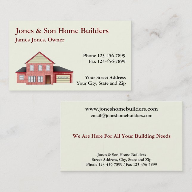 Affärskort för bygg- och anläggningsarkitekt visitkort (Fram/baksida)