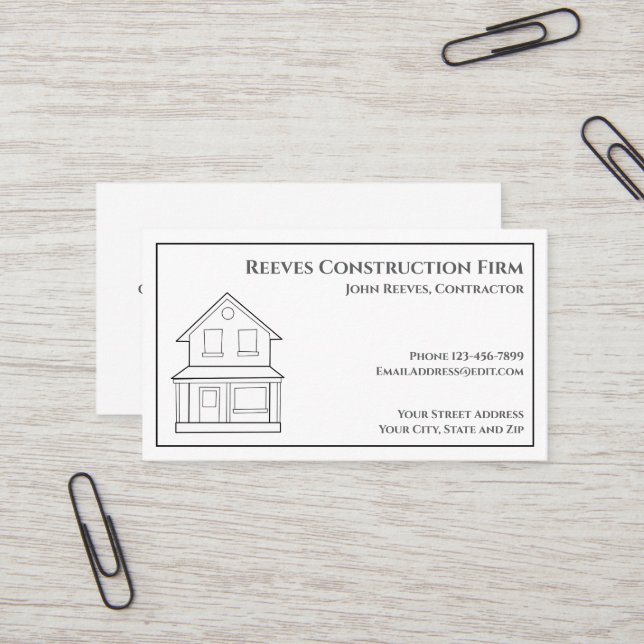 Affärskort för bygg- och anläggningsarkitekt visitkort (Fram/Back In Situ)