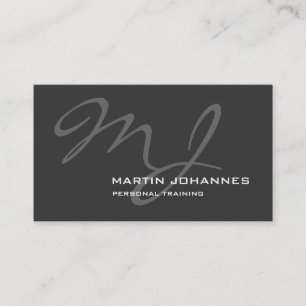 Affärskort för Calligrafiskt monogram Grått Traine Visitkort
