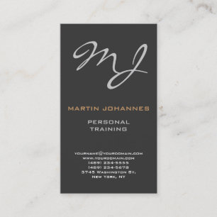 Affärskort för Calligrafiskt monogram Grått Traine Visitkort