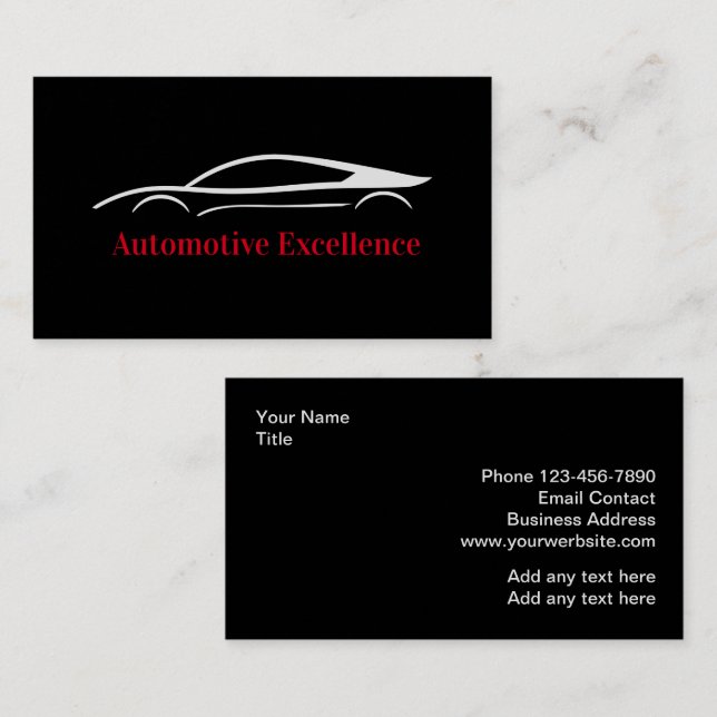 Affärskort för coola Black Core Automotive Visitkort (Fram/baksida)