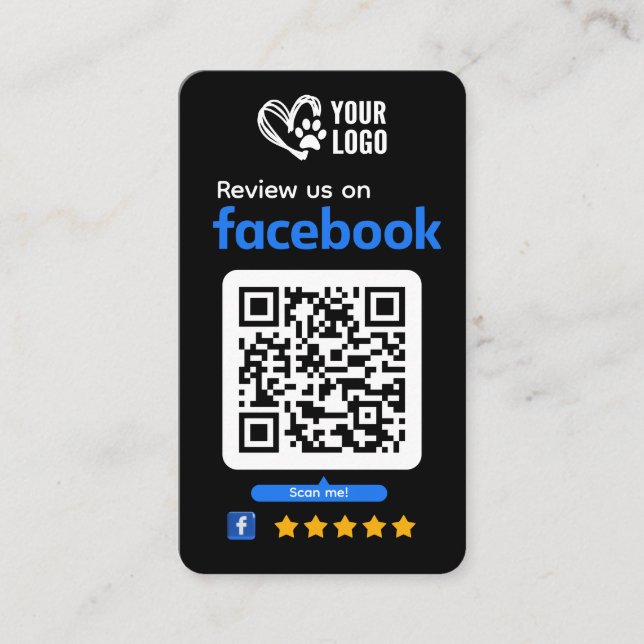 Affärskort för djuromsorg Facebook-granskningsbegä Visitkort (Framsida)