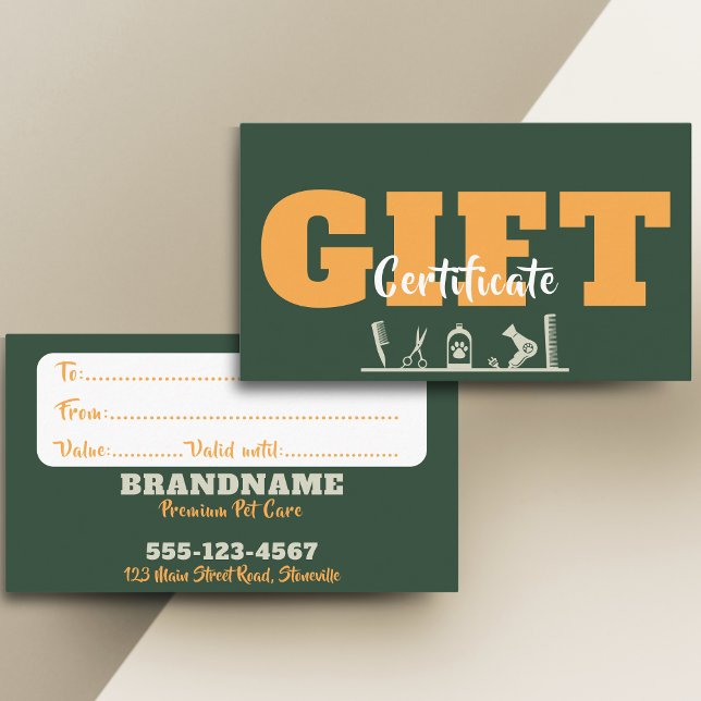Affärskort för djuromsorg grooming Gift-certifikat Visitkort (Skapare uppladdad)