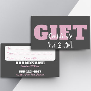 Affärskort för djuromsorg grooming Gift-certifikat Visitkort