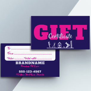 Affärskort för djuromsorg grooming Gift-certifikat Visitkort