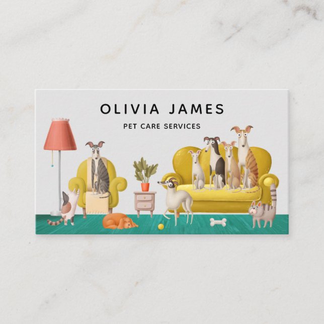 Affärskort för djuromsorg tjänst för hund visitkort (Framsida)