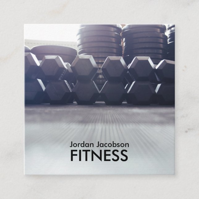 Affärskort för Dumbbells Fitness Fyrkantigt Visitkort (Framsida)