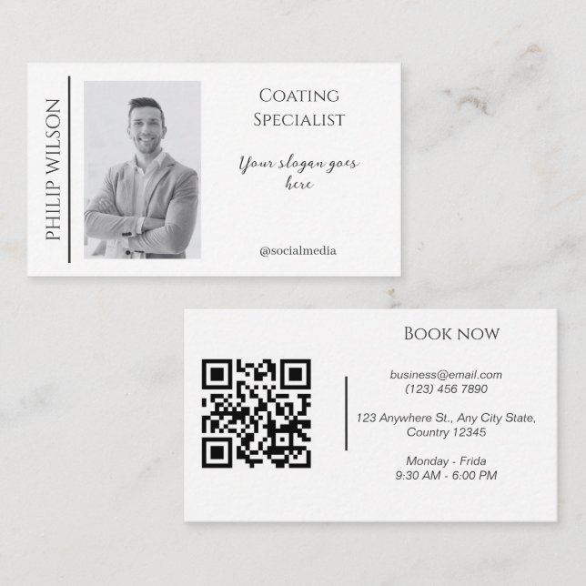 Affärskort för elegant med QR-kod och foto Visitkort (Fram/baksida)