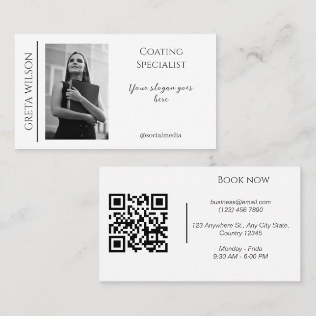 Affärskort för elegant med QR-kod och foto Visitkort (Fram/baksida)