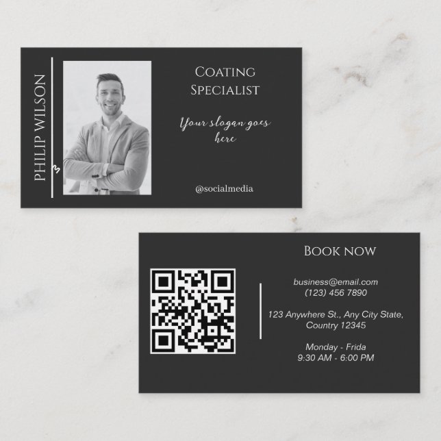 Affärskort för elegant med QR-kod och foto Visitkort (Fram/baksida)