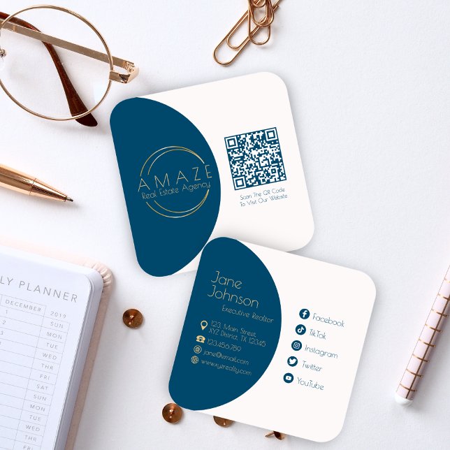 Affärskort för enkel design med QR-kod Fyrkantigt Visitkort (Skapare uppladdad)