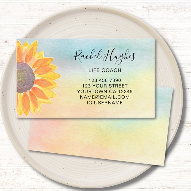 Affärskort för färglöst Blommigt med Life Coach Co Visitkort (Skapare uppladdad)