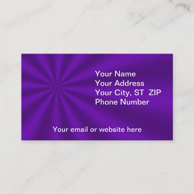 Affärskort för färgstark Lila Starburst Visitkort (Framsida)