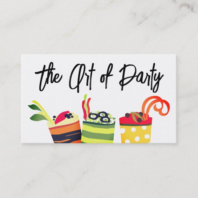 affärskort för färgstarka aptiserare catering... visitkort (Framsida)