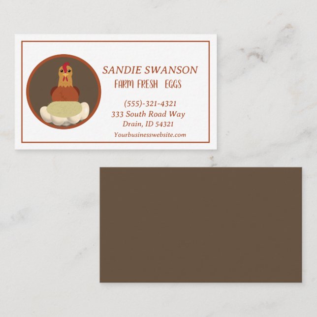 Affärskort för färsk ägg från gårdshus visitkort (Fram/baksida)